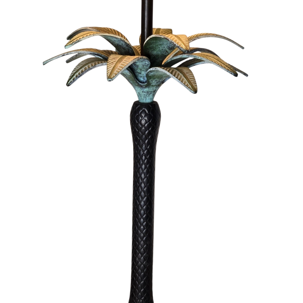 Bombay Co Palm Tree Lamp Bronze Color Bone Horn Tile Shade Tropical Tiki Coastal - Picture 4 of 12